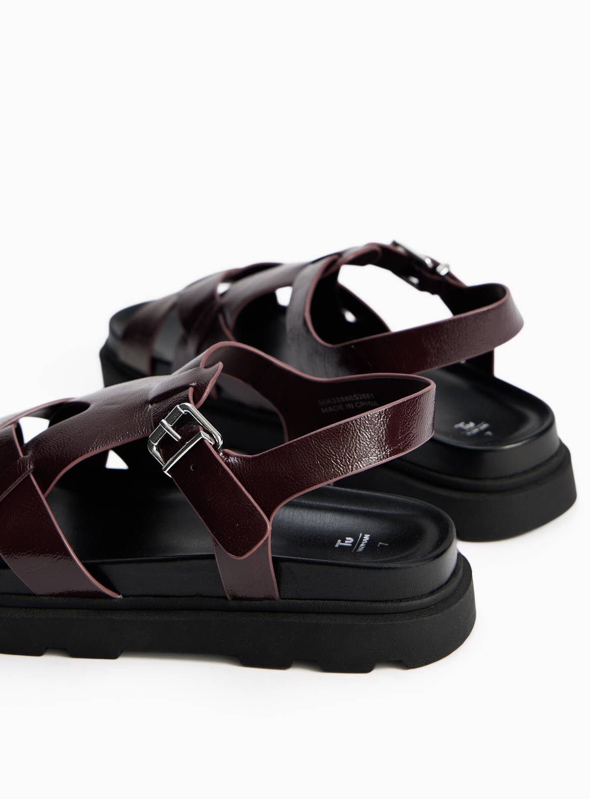 Burgundy Chunky Cleated Sandals 4 - Image 4